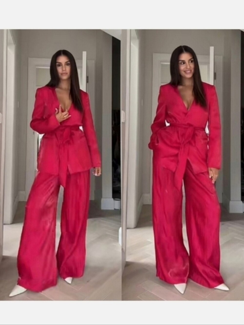 Zara Set 2pc Wide Pants and Blazer Pink Size XL - Picture 5 of 16